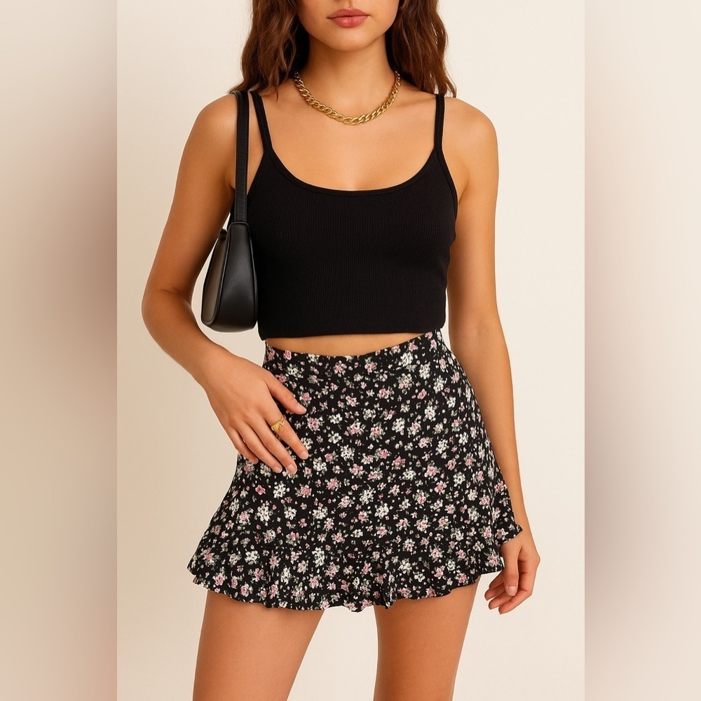 NWT! Blu Pepper Floral Ruffle Skort - Size M